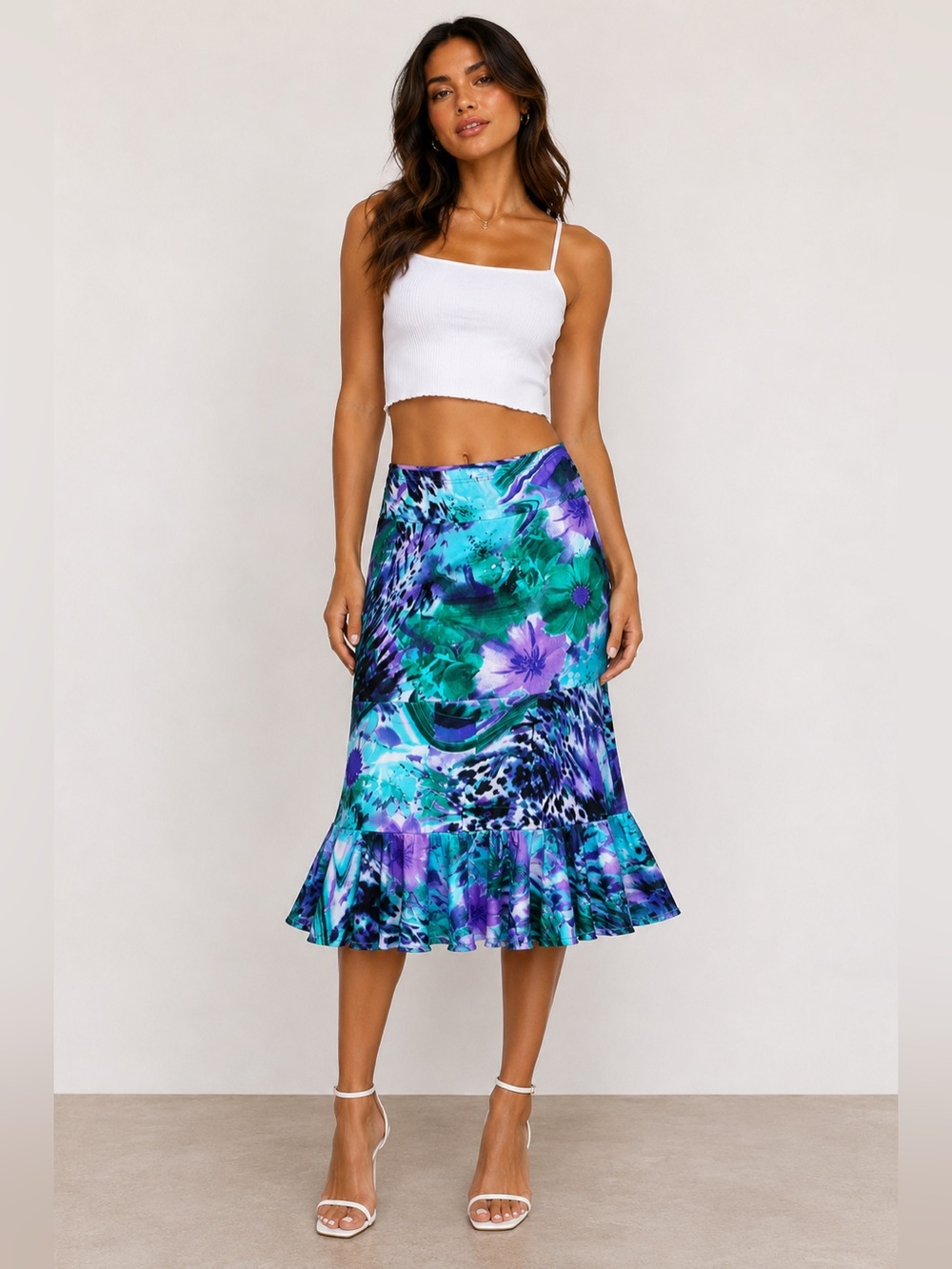 Vintage Marallis Collection NWT Y2K Abstract Mermaid Midi Skirt S